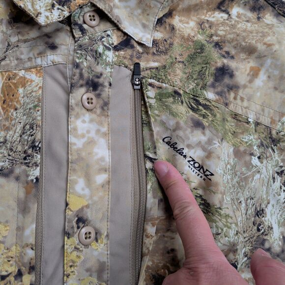 Cabela's Shirt Mens XL Camo Zonz Western Long Sleeve Hunting Zip Pocket - Picture 2 of 11